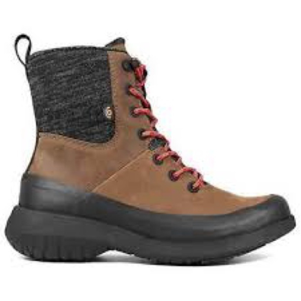 Bogs freedom lace up‎ boots insulated brown leather black womens size 6.5